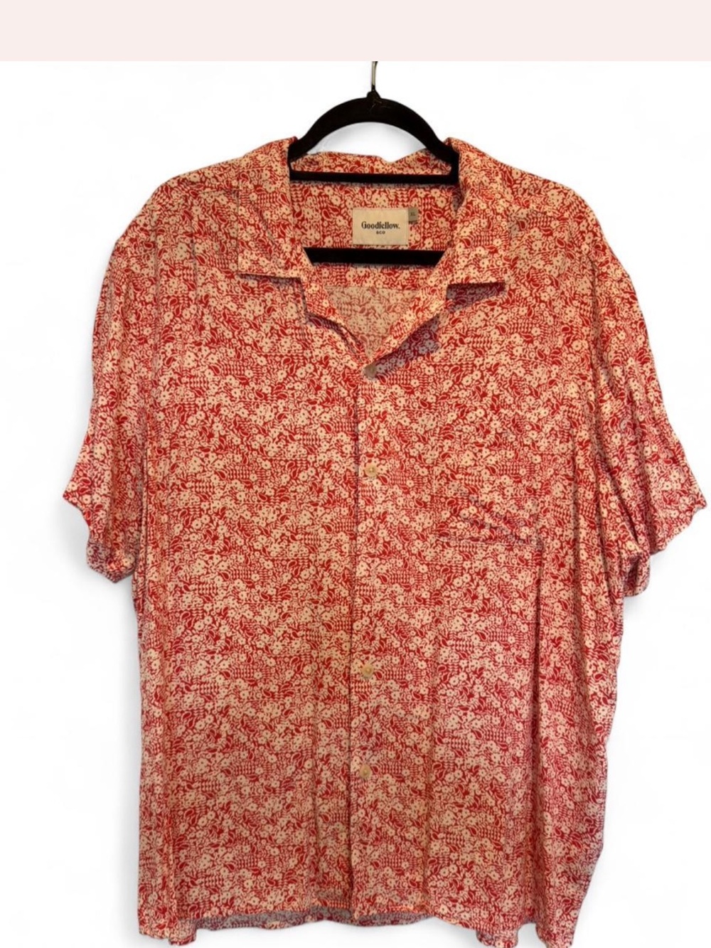 Red Floral Button-Down Shirt